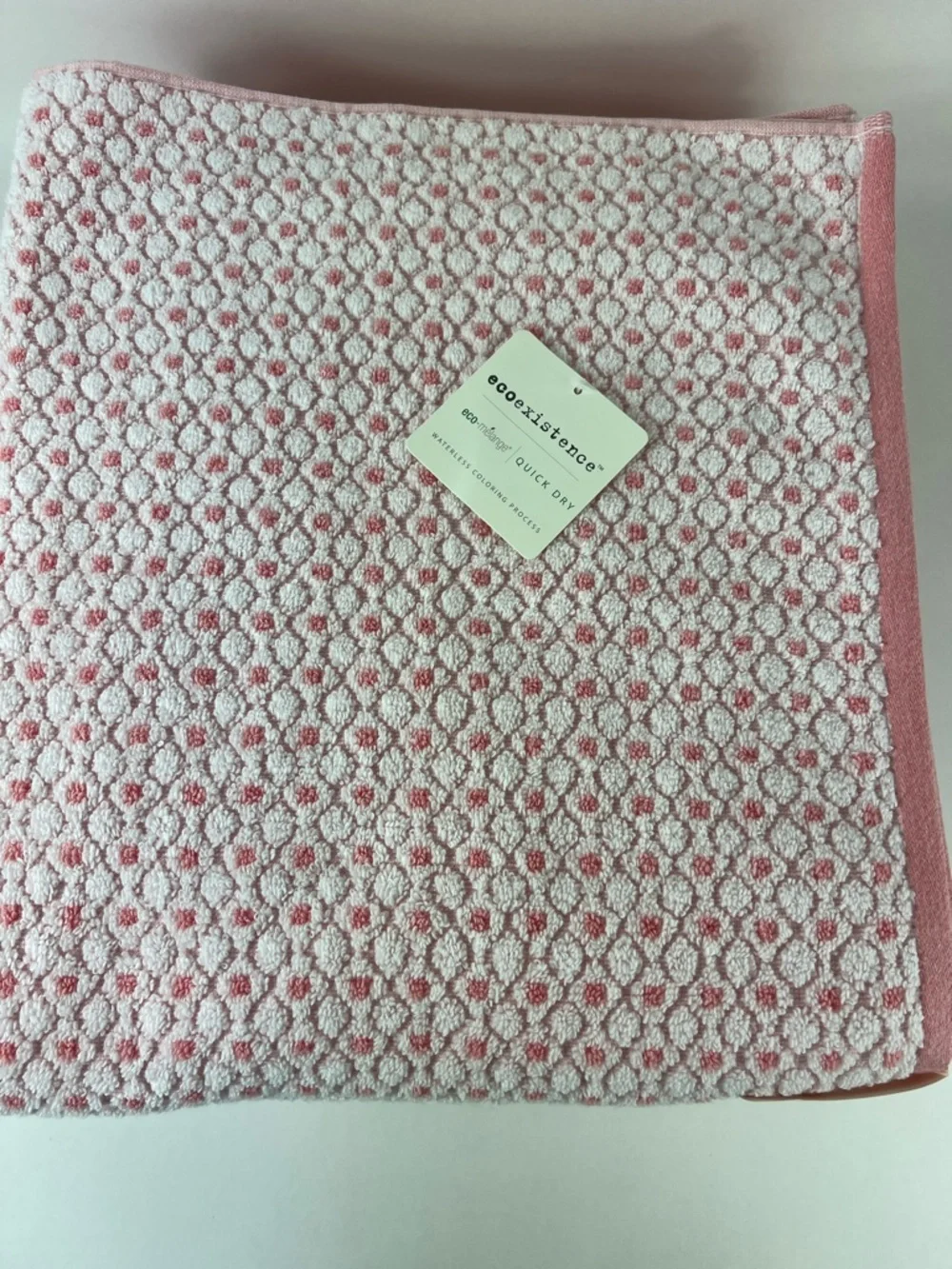 Ecoexistence Eco-Melange Quick Dry Bath Towels Pink White Honeycomb Set of 2 NEW